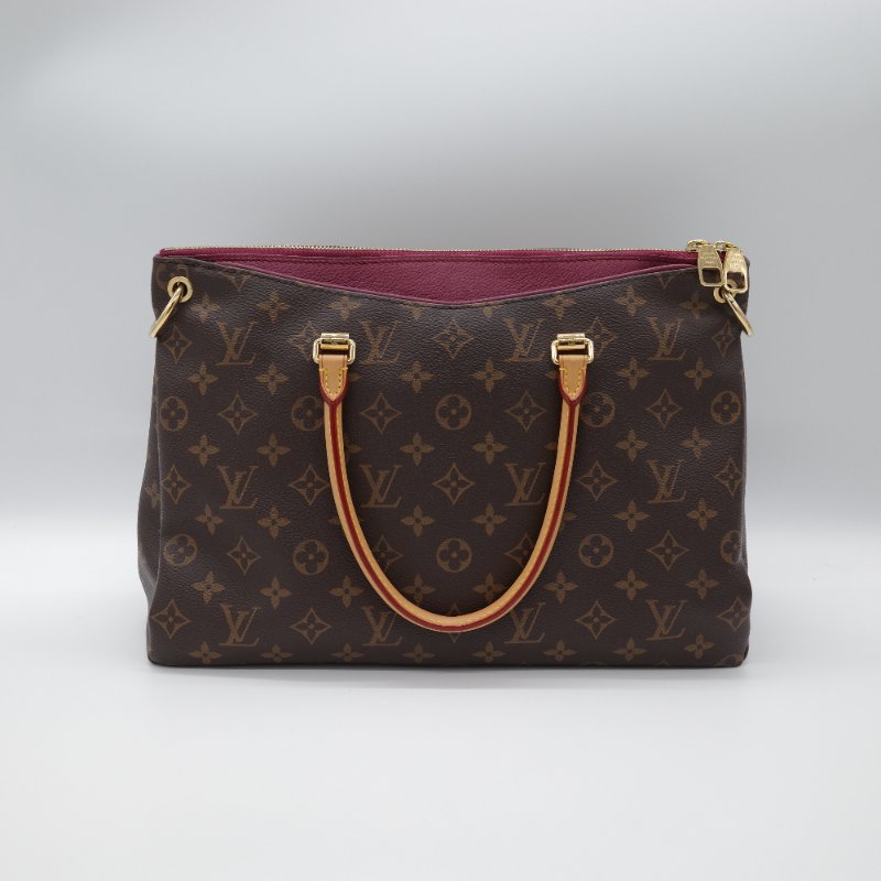 Louis Vuitton 路易威登  Pallas 酒紅紫色 帆布 皮革 手提包 斜背包-3