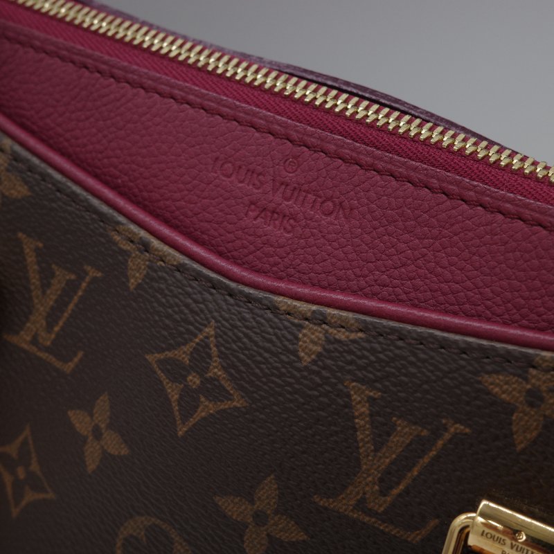 Louis Vuitton 路易威登  Pallas 酒紅紫色 帆布 皮革 手提包 斜背包-5