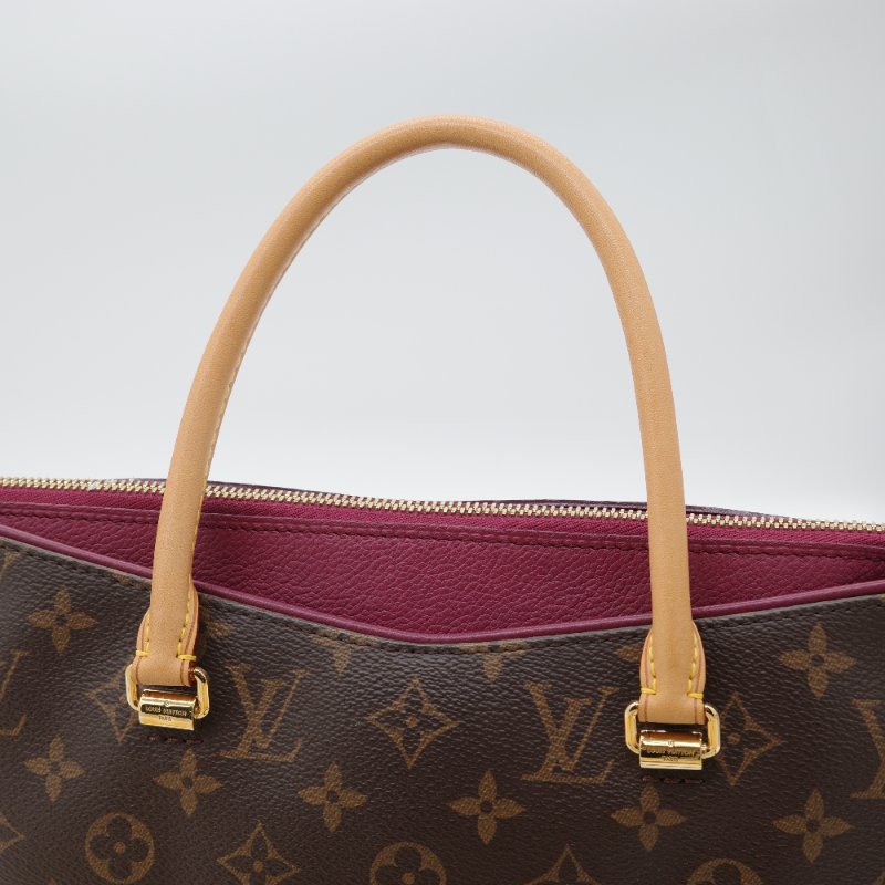 Louis Vuitton 路易威登  Pallas 酒紅紫色 帆布 皮革 手提包 斜背包-8