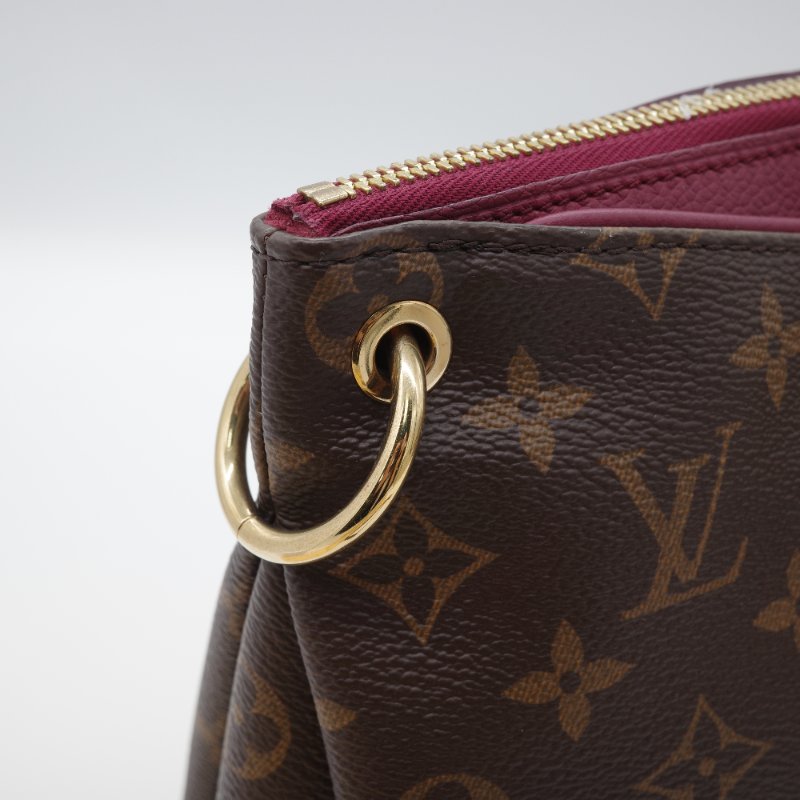 Louis Vuitton 路易威登  Pallas 酒紅紫色 帆布 皮革 手提包 斜背包-13