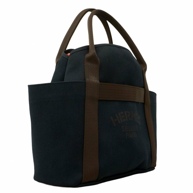 愛馬仕 Hermès Sac de Pansage 帆布手提包，海軍藍，飾有 K 字印記，女士兩用款-1