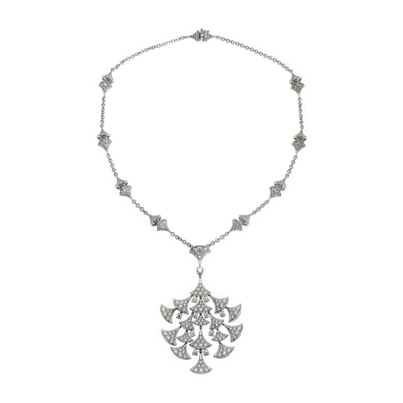 Bvlgari 寶格麗 18K 白金鑲鑽 DIVAS DREAM 項鍊套裝-0