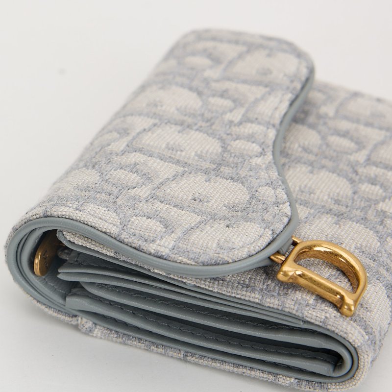 DIOR saddle 馬鞍短夾/灰老花-4