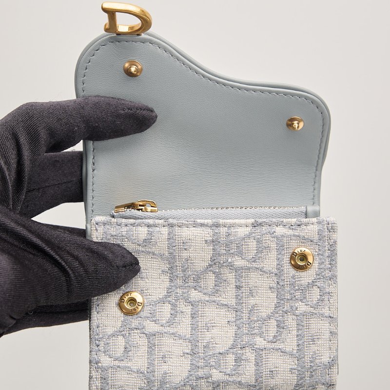 DIOR saddle 馬鞍短夾/灰老花-15