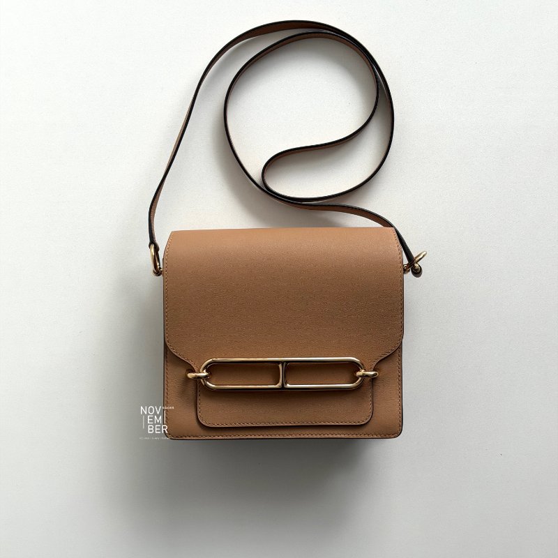 99新🆕 Hermès 愛馬仕 mini Roulis 奶茶色金釦-3