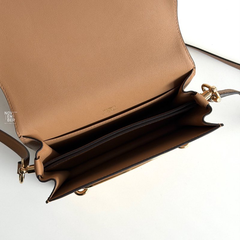 99新🆕 Hermès 愛馬仕 mini Roulis 奶茶色金釦-5