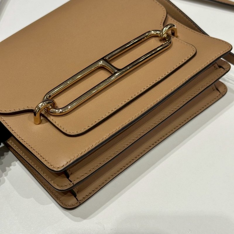 99新🆕 Hermès 愛馬仕 mini Roulis 奶茶色金釦-14