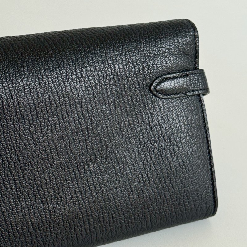 99新🆕 Hermès 愛馬仕 Kelly長夾 黑色銀釦-8