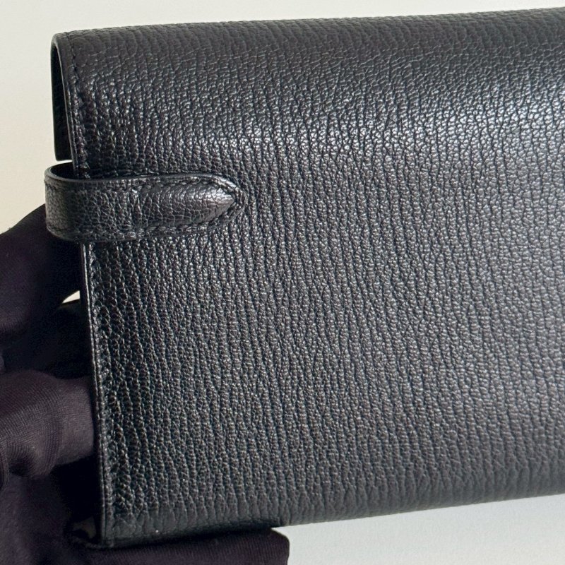 99新🆕 Hermès 愛馬仕 Kelly長夾 黑色銀釦-9