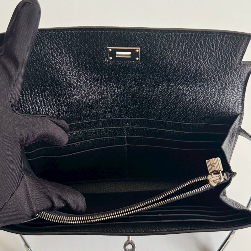99新🆕 Hermès 愛馬仕 Kelly長夾 黑色銀釦-15