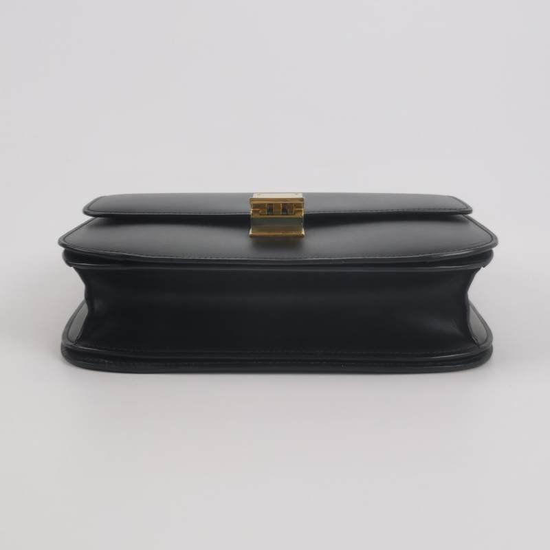 Celine Classic Box豆腐包中號牛皮純色按壓式鎖扣斜挎包單肩包-5