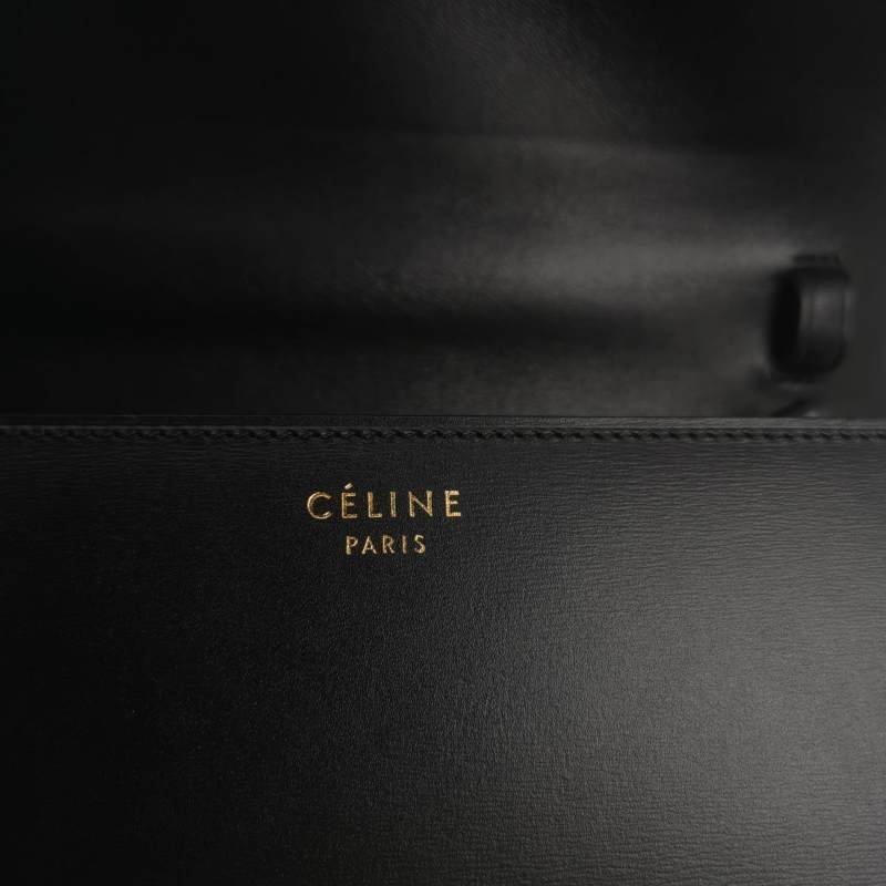 Celine Classic Box豆腐包中號牛皮純色按壓式鎖扣斜挎包單肩包-7