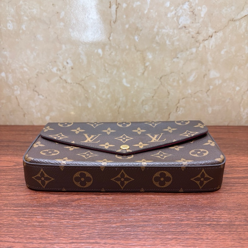 LV新款三合一路易威登Felicie Pochette 經典老花 腋下三合一包包 絨布內里 芯片款-2