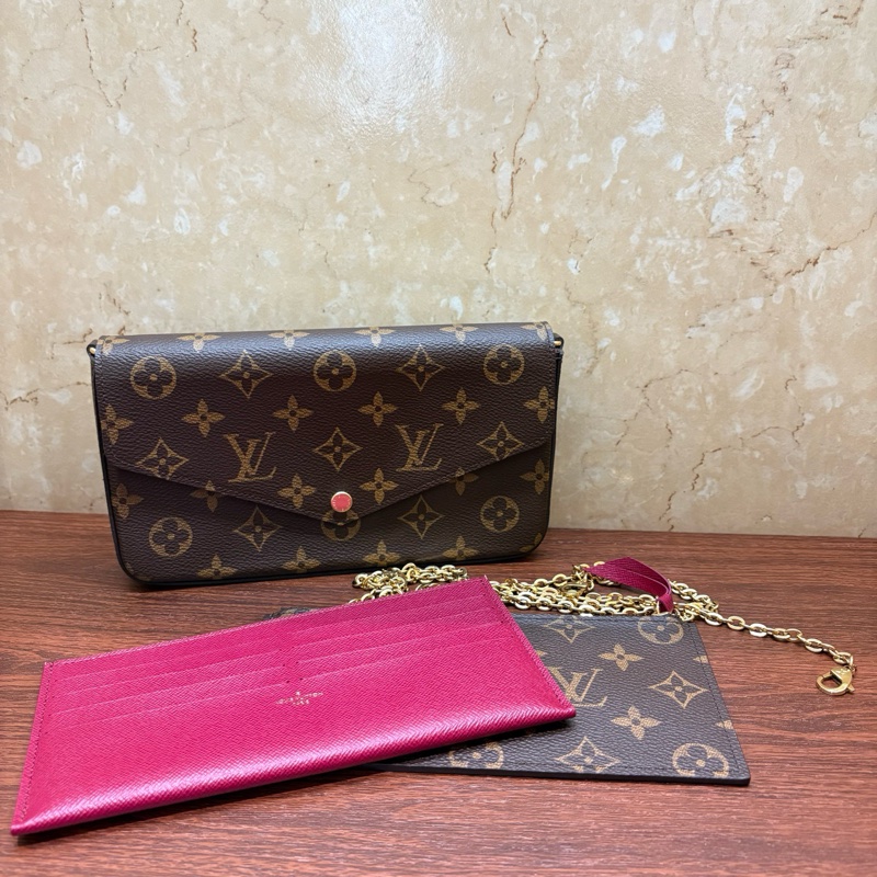 LV新款三合一路易威登Felicie Pochette 經典老花 腋下三合一包包 絨布內里 芯片款-3