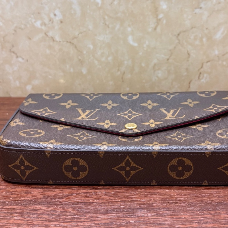 LV新款三合一路易威登Felicie Pochette 經典老花 腋下三合一包包 絨布內里 芯片款-17