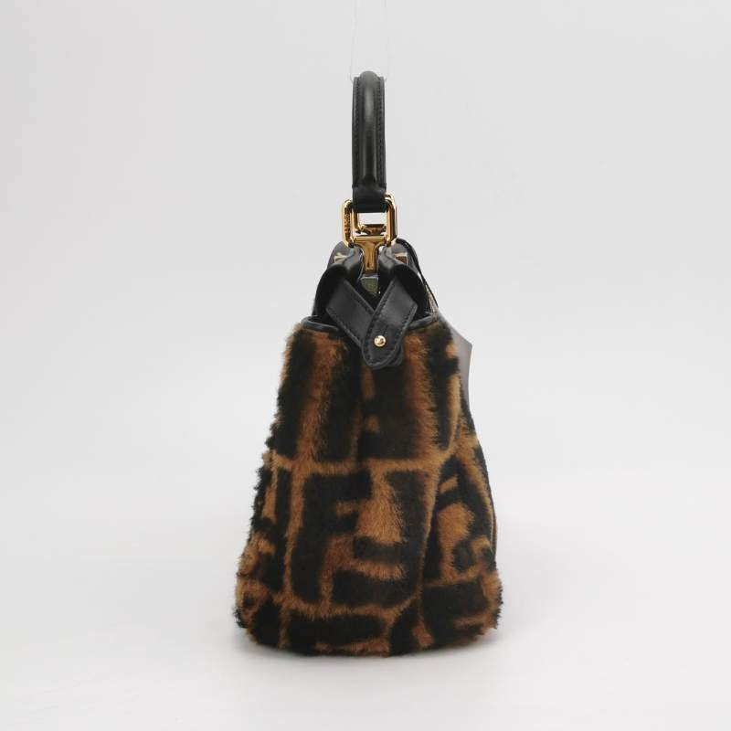 Fendi Peekaboo躲貓貓迷你羊皮雙F老花扭鎖扭鎖斜挎包單肩包-2