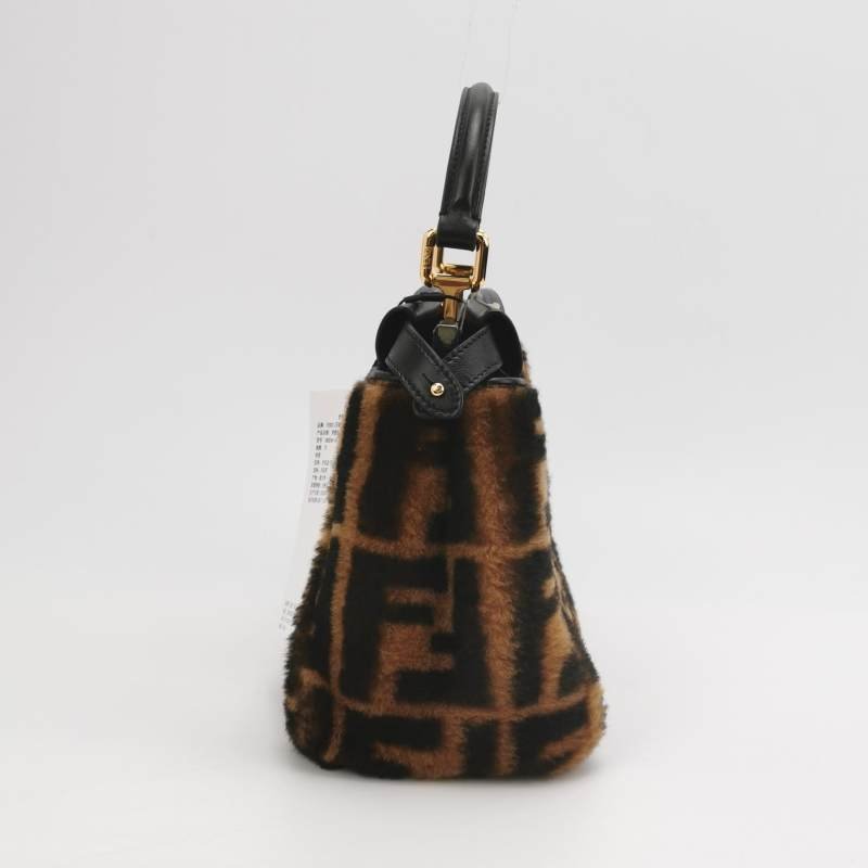 Fendi Peekaboo躲貓貓迷你羊皮雙F老花扭鎖扭鎖斜挎包單肩包-3