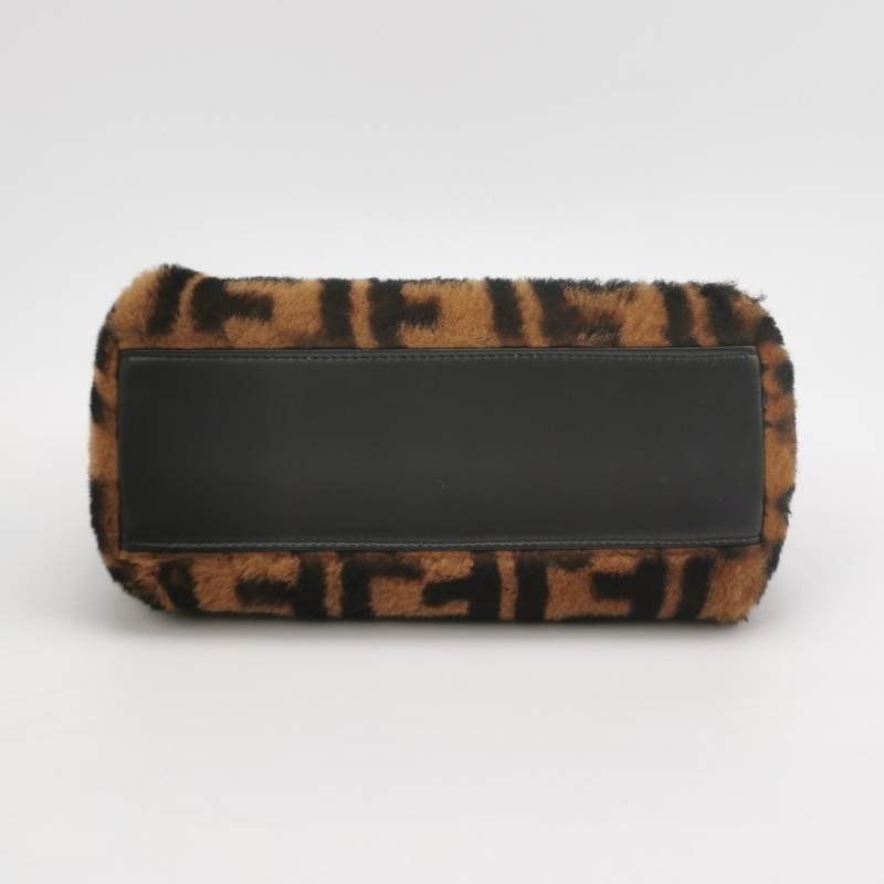 Fendi Peekaboo躲貓貓迷你羊皮雙F老花扭鎖扭鎖斜挎包單肩包-5