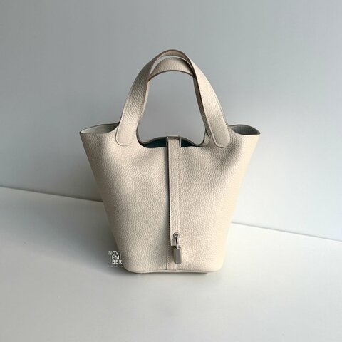 全新全配有購證🫰🏻 Hermès 愛馬仕 Picotin18 奶昔白銀釦