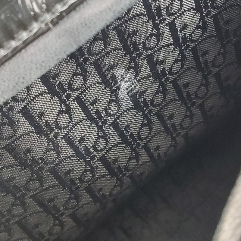 Dior Lady Dior戴妃包大號漆皮藤格紋字母Logo吊飾斜挎包單肩包-9