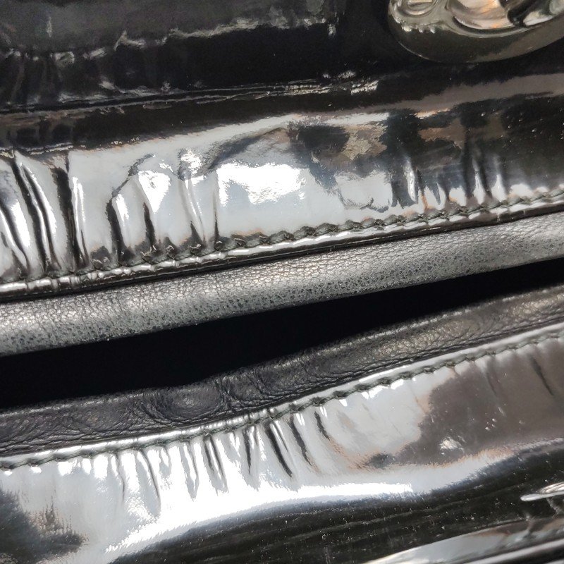 Dior Lady Dior戴妃包大號漆皮藤格紋字母Logo吊飾斜挎包單肩包-24