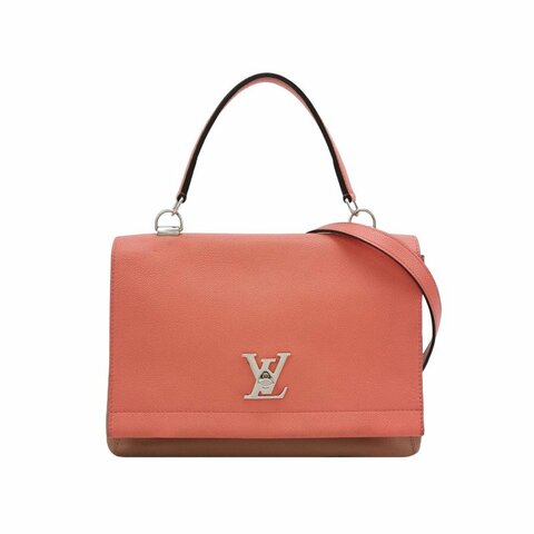 Louis Vuitton(LV)Lockme牛皮撞色LV轉鎖斜挎包單肩包