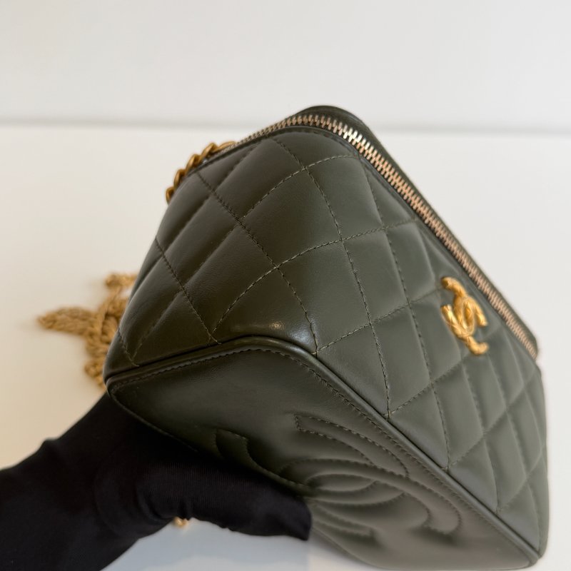 95新💚 Chanel 香奈兒 橄欖綠金柱長盒子-6