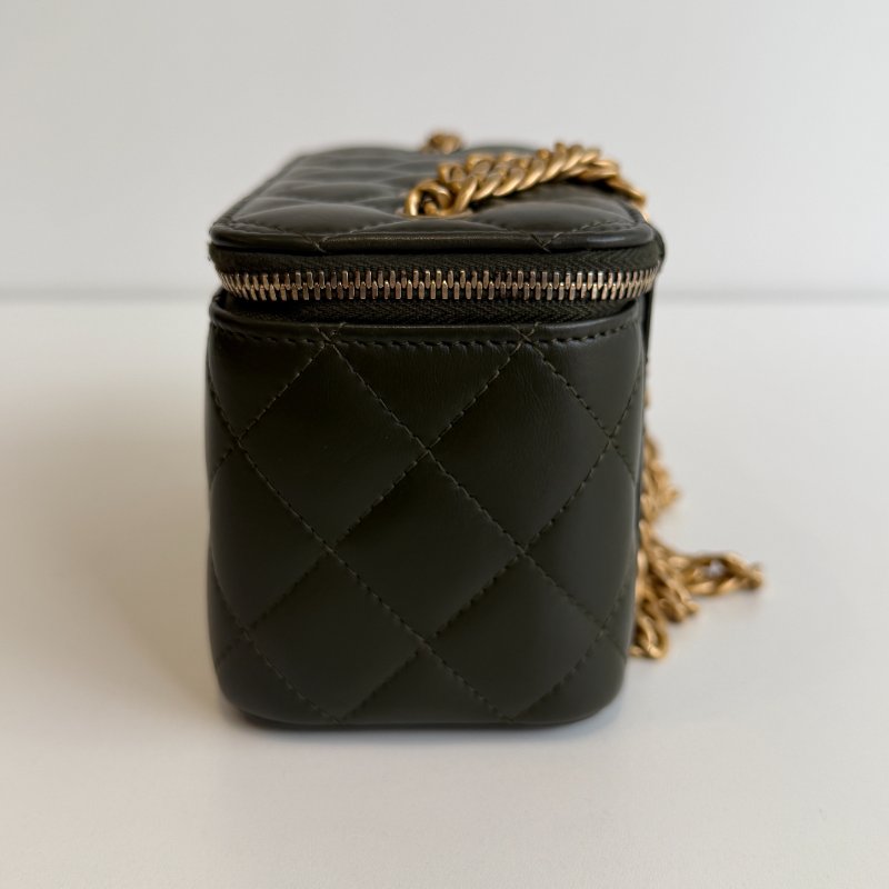 95新💚 Chanel 香奈兒 橄欖綠金柱長盒子-7