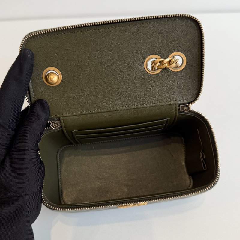 95新💚 Chanel 香奈兒 橄欖綠金柱長盒子-13