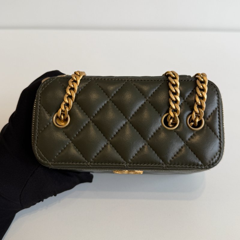 95新💚 Chanel 香奈兒 橄欖綠金柱長盒子-14