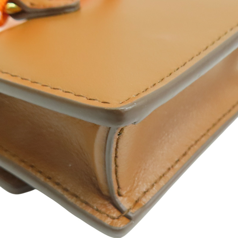 棕色 橘色 牛皮 mini 耳機包 吊飾【MIU MIU 繆繆】-13