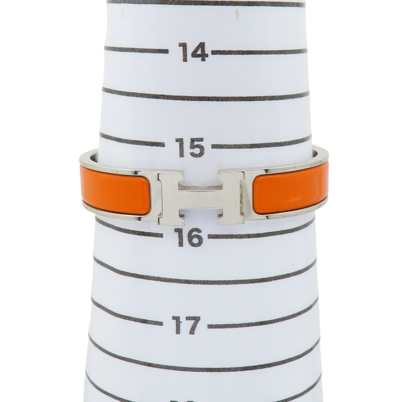 橘色琺瑯 銀色鍍金 Clic H 手環 口Q刻【HERMES 愛馬仕】 H700001F-7