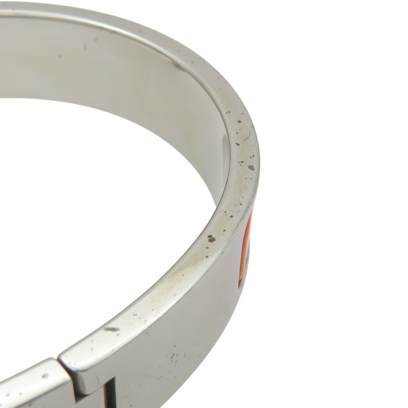 橘色琺瑯 銀色鍍金 Clic H 手環 口Q刻【HERMES 愛馬仕】 H700001F-9