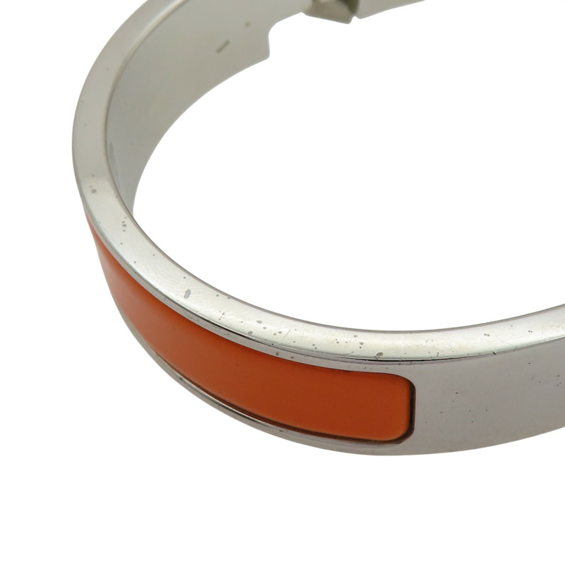 橘色琺瑯 銀色鍍金 Clic H 手環 口Q刻【HERMES 愛馬仕】 H700001F-10