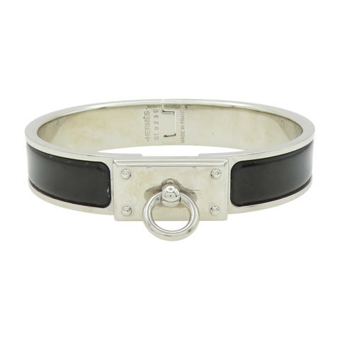 黑色琺瑯 銀色鍍金 Clic Anneau 手環【HERMES 愛馬仕】