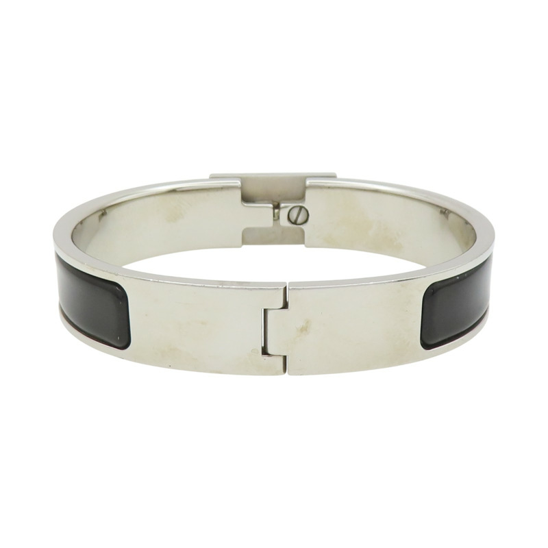 黑色琺瑯 銀色鍍金 Clic Anneau 手環【HERMES 愛馬仕】-1