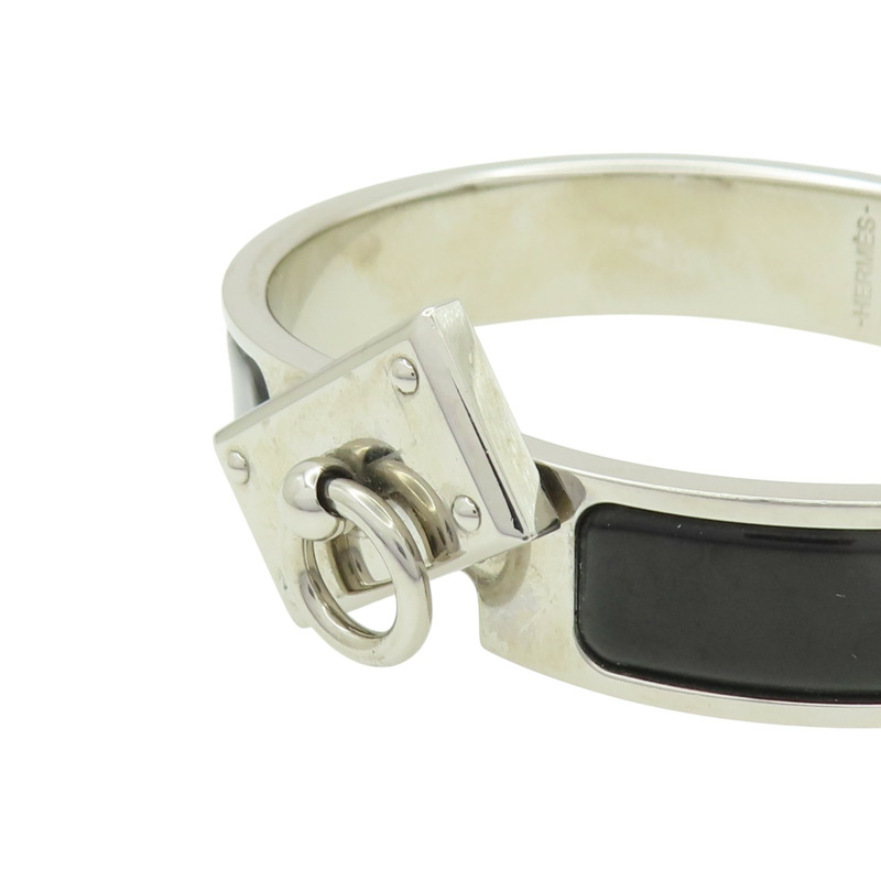 黑色琺瑯 銀色鍍金 Clic Anneau 手環【HERMES 愛馬仕】-4