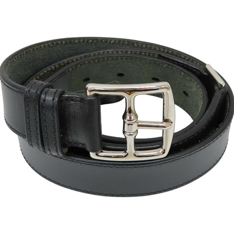 黑色牛皮 Etriviere 皮帶 口N刻【HERMES 愛馬仕】