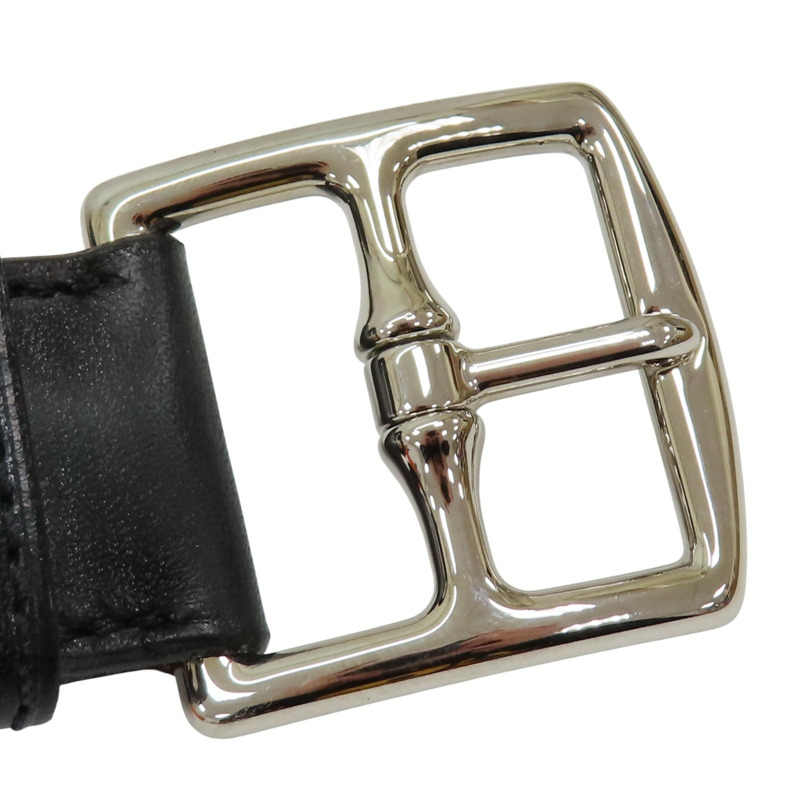 黑色牛皮 Etriviere 皮帶 口N刻【HERMES 愛馬仕】-4