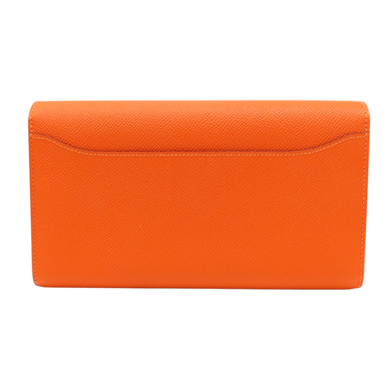 橘色 Epsom牛皮 Constance 扣式 長夾 口R刻【HERMES 愛馬仕】-1