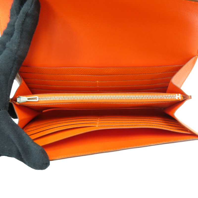 橘色 Epsom牛皮 Constance 扣式 長夾 口R刻【HERMES 愛馬仕】-4