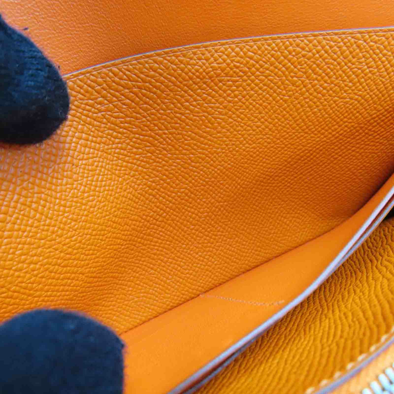 橘色 Epsom牛皮 Constance 扣式 長夾 口R刻【HERMES 愛馬仕】-6