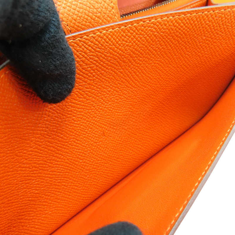 橘色 Epsom牛皮 Constance 扣式 長夾 口R刻【HERMES 愛馬仕】-8