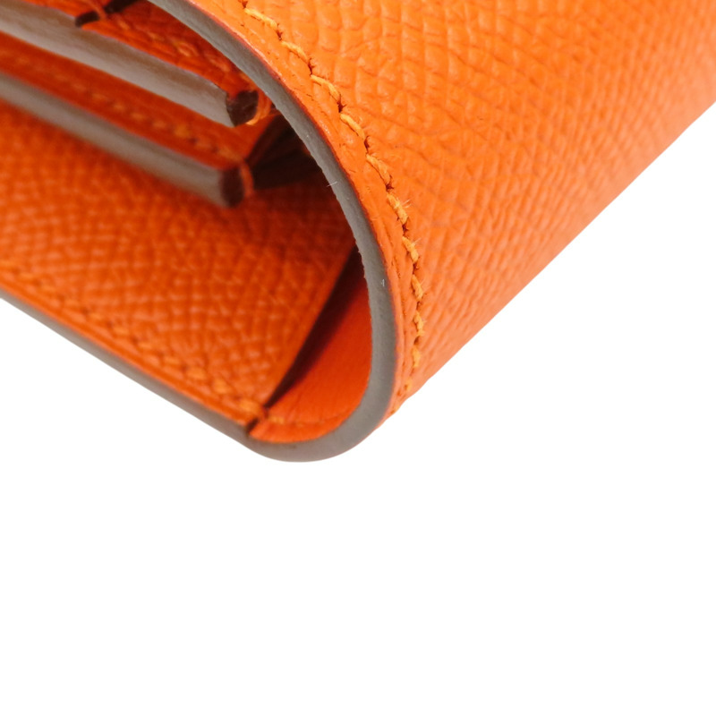 橘色 Epsom牛皮 Constance 扣式 長夾 口R刻【HERMES 愛馬仕】-15