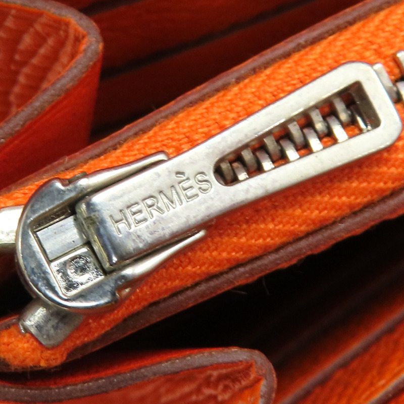 橘色 Epsom牛皮 Constance 扣式 長夾 口R刻【HERMES 愛馬仕】-16