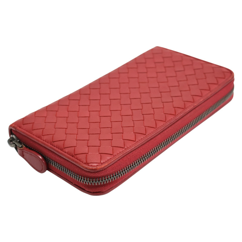 紅色 編織羊皮 拉鍊長夾【BOTTEGA VENETA 寶緹嘉】-2