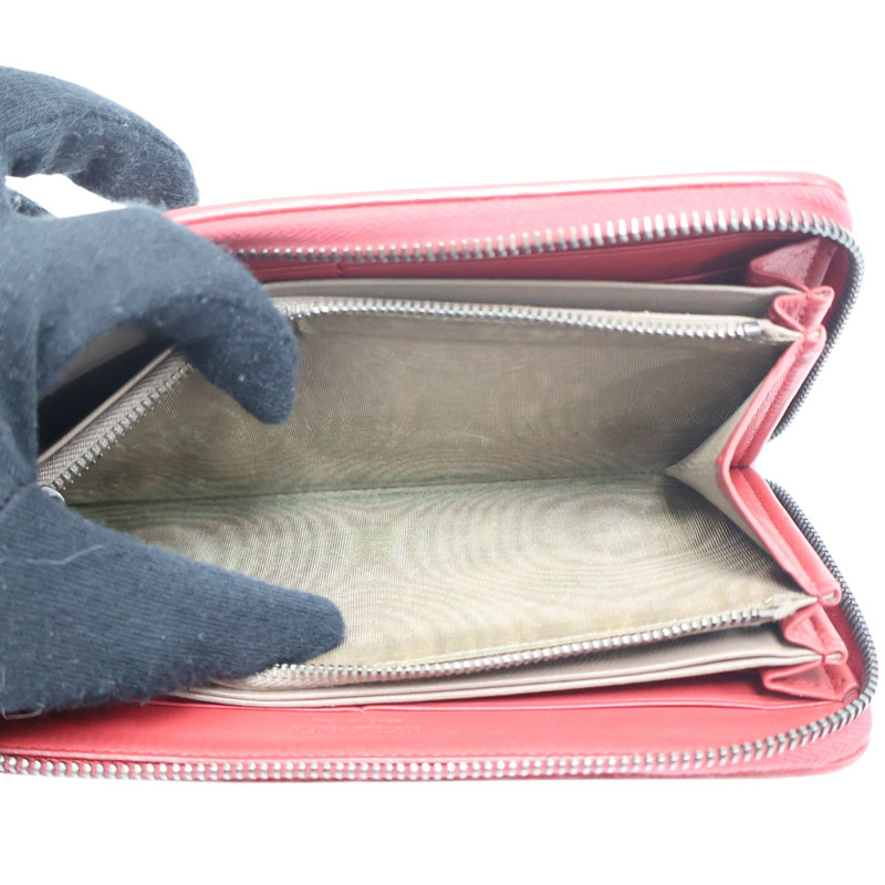 紅色 編織羊皮 拉鍊長夾【BOTTEGA VENETA 寶緹嘉】-5