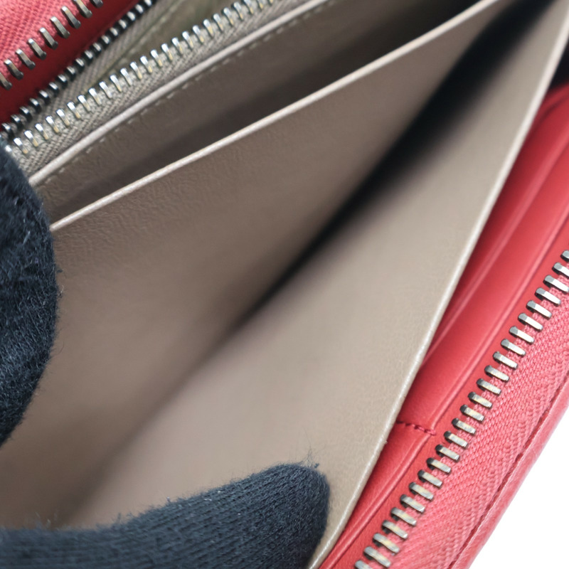 紅色 編織羊皮 拉鍊長夾【BOTTEGA VENETA 寶緹嘉】-6