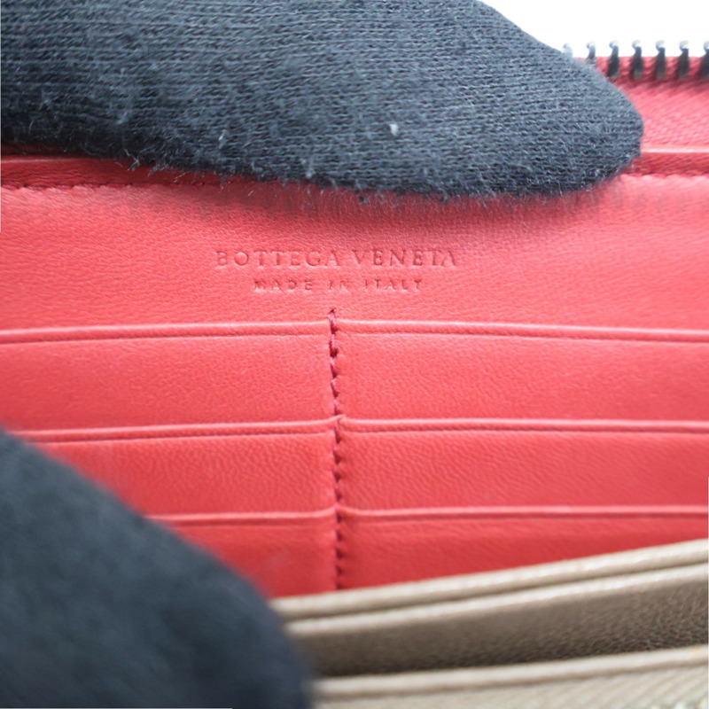 紅色 編織羊皮 拉鍊長夾【BOTTEGA VENETA 寶緹嘉】-8
