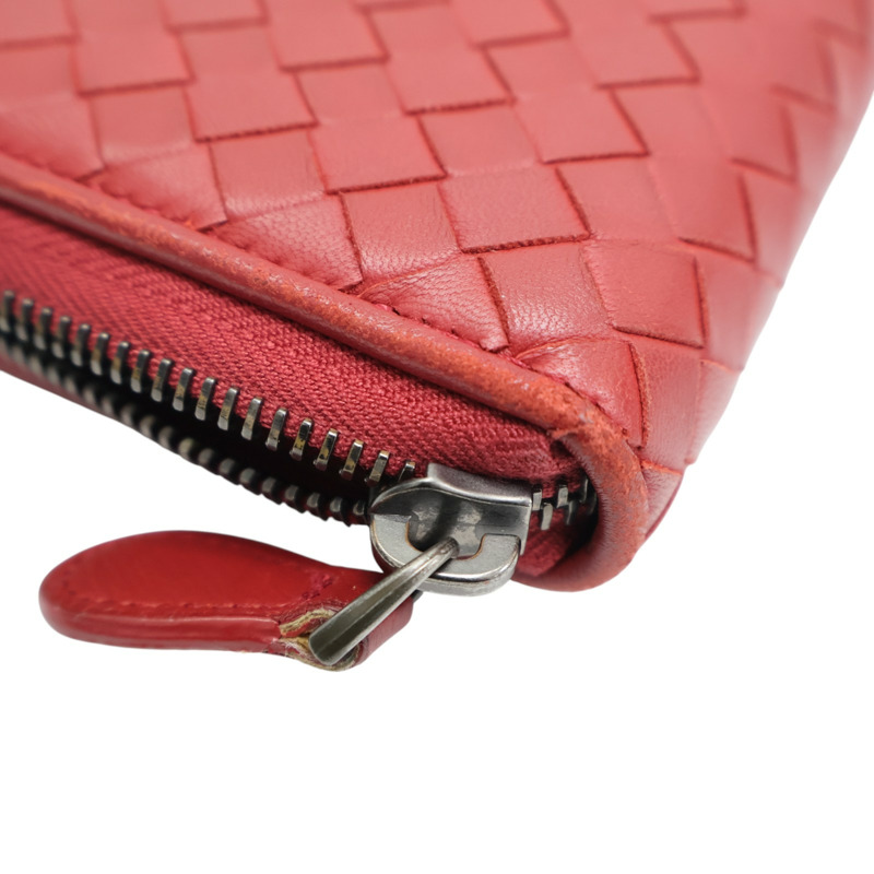 紅色 編織羊皮 拉鍊長夾【BOTTEGA VENETA 寶緹嘉】-15